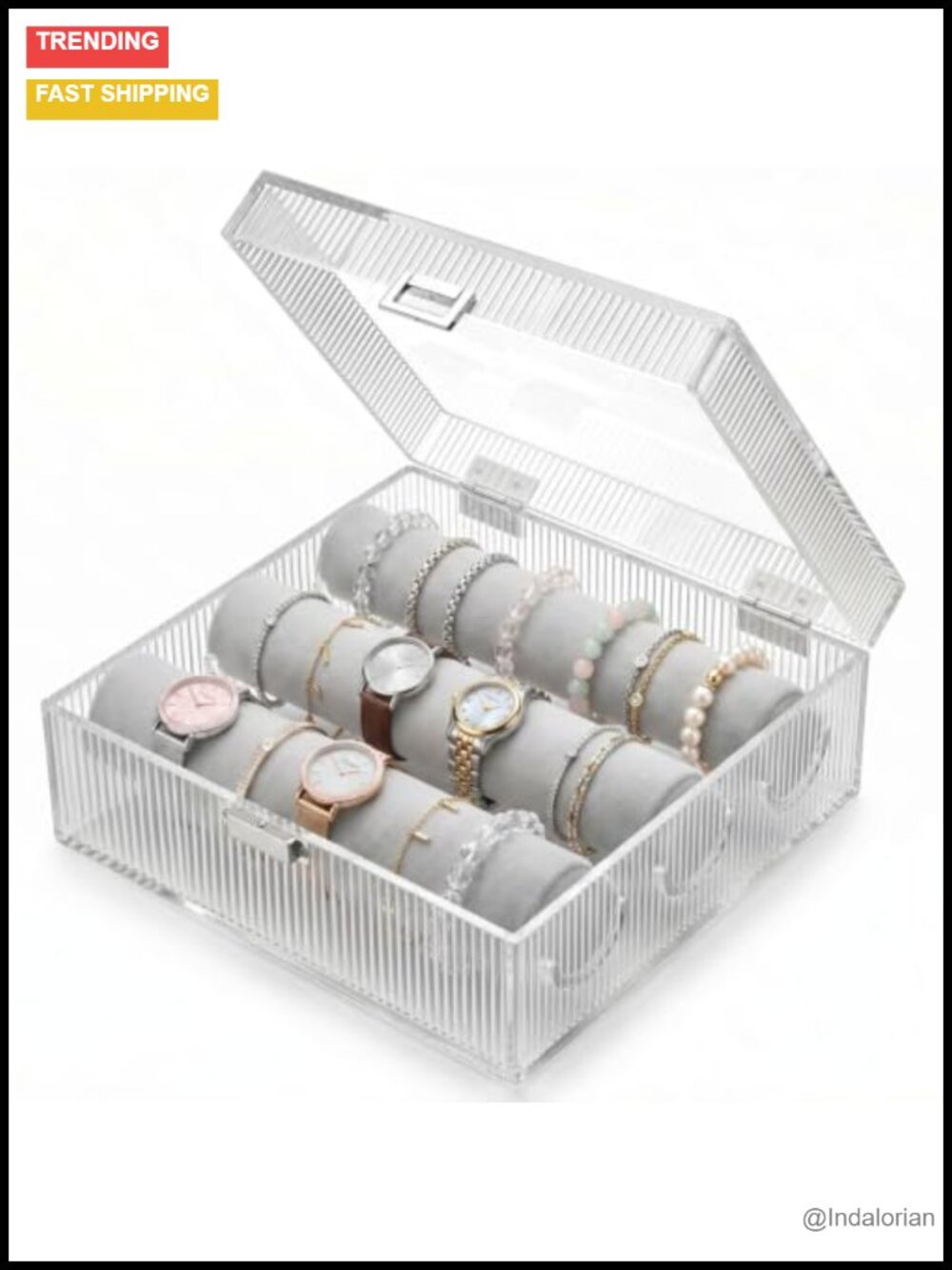 Acrylic Bracelet Holder, 3 Velvet Rods Vanity Bangle Organizer